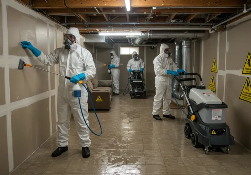 Basement Moisture Removal and Structural Drying process in London, OH